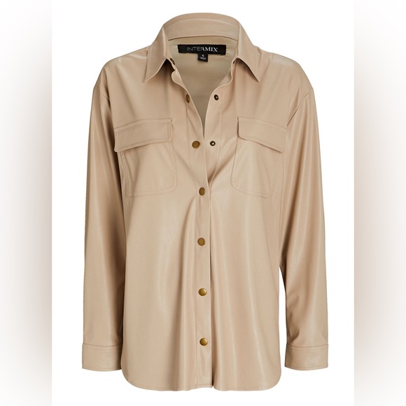 Intermix Joan Faux Leather Shirt - Picture 2 of 5
